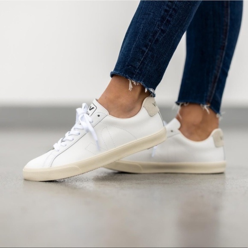Veja low esplar white leather lace up sneakers - Picture 1 of 12